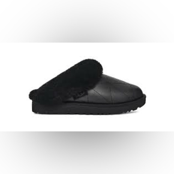 UGG | Pearlized Slipper In Black Leather Indoor Outdoor NEW Size 8 - Picture 3 of 10